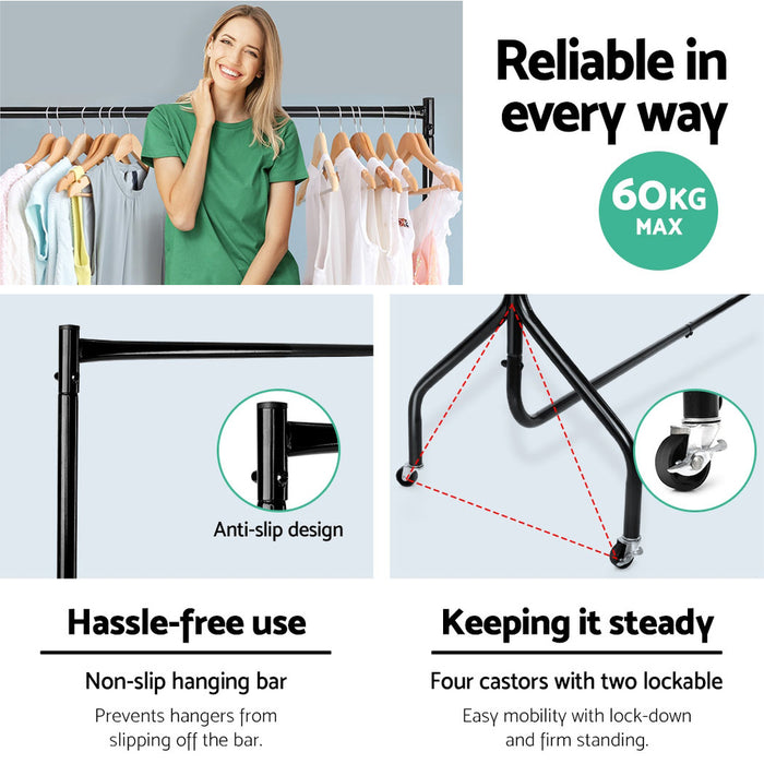 My Best Buy - Artiss 6FT Clothes Racks Metal Garment Display Rolling Rail Hanger Airer Stand Portable