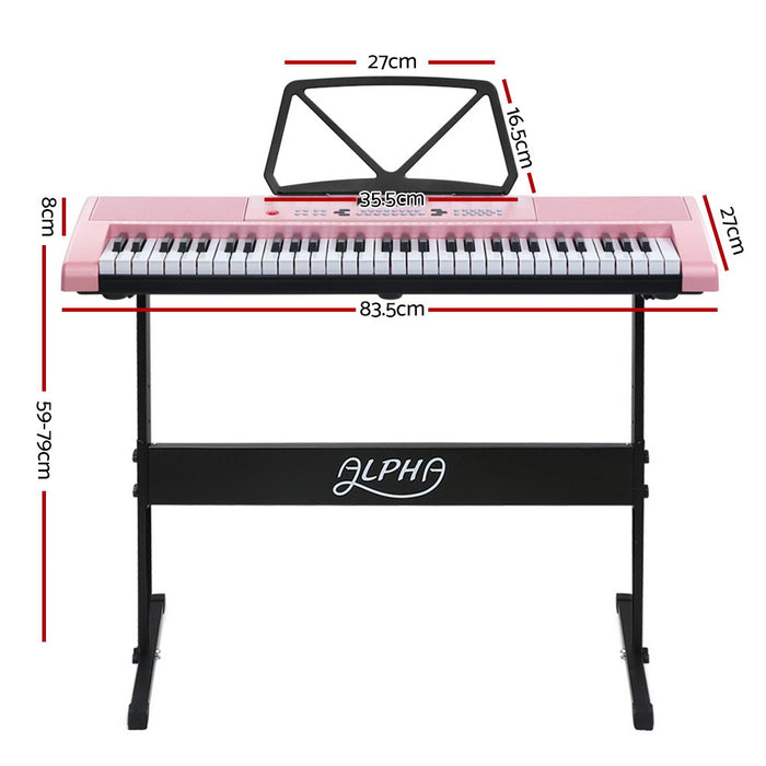 My Best Buy - MusicKeys - 61 Keys Electronic Piano Keyboard LED Electric Silver with Music Pink