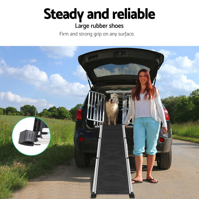 My Best Buy - i.Pet Dog Ramp Dog Steps Pet Car Travel Step Stair Foldable Portable Ladder Aluminium