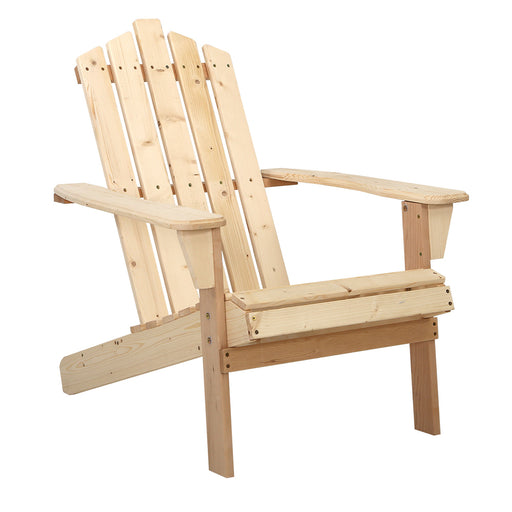 My Best Buy - Gardeon Outdoor Sun Lounge Beach Chairs Table Setting Wooden Adirondack Patio Chair Light Wood Tone