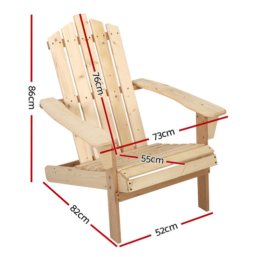 My Best Buy - Gardeon Outdoor Sun Lounge Beach Chairs Table Setting Wooden Adirondack Patio Chair Light Wood Tone