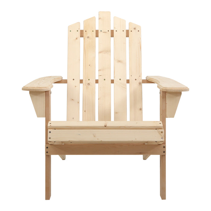 My Best Buy - Gardeon Outdoor Sun Lounge Beach Chairs Table Setting Wooden Adirondack Patio Chair Light Wood Tone