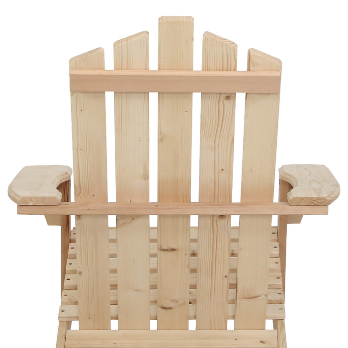 My Best Buy - Gardeon Outdoor Sun Lounge Beach Chairs Table Setting Wooden Adirondack Patio Chair Light Wood Tone