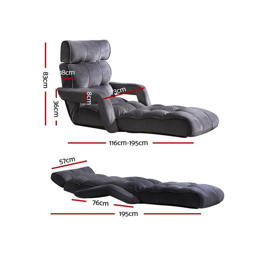 My Best Buy - Artiss Adjustable Lounger with Arms - Charcoal
