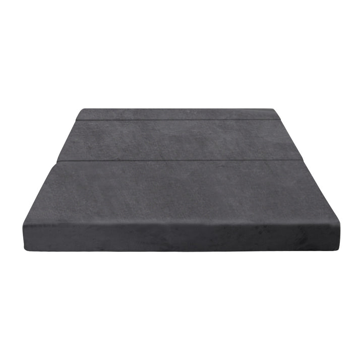 My Best Buy - Giselle Bedding Double Size Folding Foam Mattress Portable Bed Mat Velvet Dark Grey