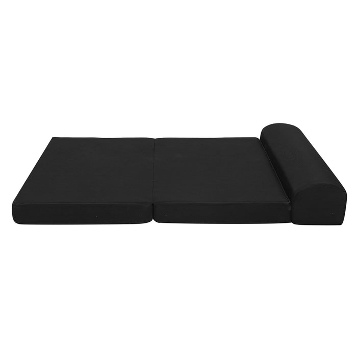 My Best Buy - Giselle Bedding Folding Foam Mattress Portable Double Sofa Bed Mat Air Mesh Fabric Black