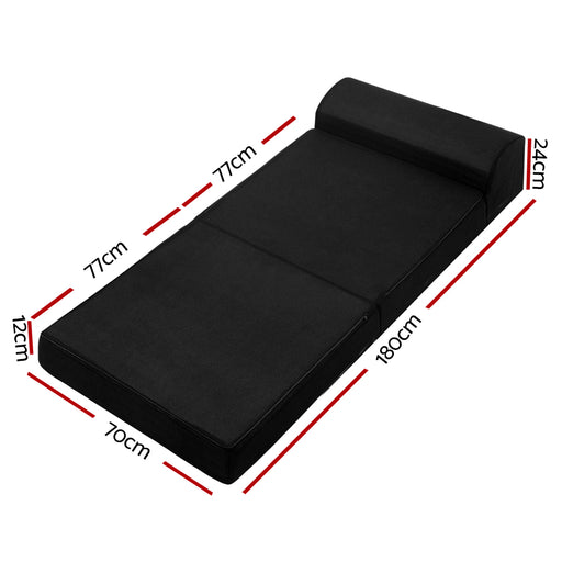 My Best Buy - Giselle Bedding Folding Foam Mattress Portable Single Sofa Bed Mat Air Mesh Fabric Black
