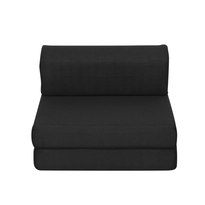 My Best Buy - Giselle Bedding Folding Foam Mattress Portable Single Sofa Bed Mat Air Mesh Fabric Black