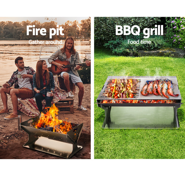 My Best Buy - Grillz Fire Pit BBQ Outdoor Camping Portable Patio Heater Folding Packed Steel