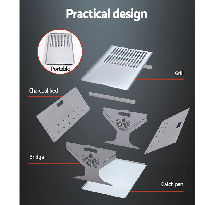 My Best Buy - Grillz Fire Pit BBQ Outdoor Camping Portable Patio Heater Folding Packed Steel