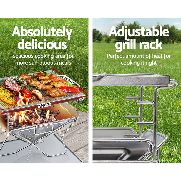 My Best Buy - Grillz Camping Fire Pit BBQ Portable Folding Stainless Steel Stove Outdoor Pits