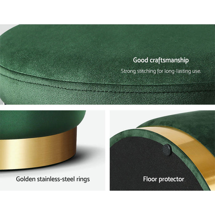 My Best Buy - Artiss Ottoman Round Velvet Foot Stool Foot Rest Pouffe Padded Seat Pouf Green