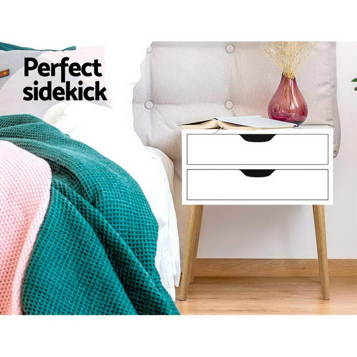 My Best Buy - Artiss Bedside Tables Drawers Side Table Nightstand Wood Storage Cabinet White