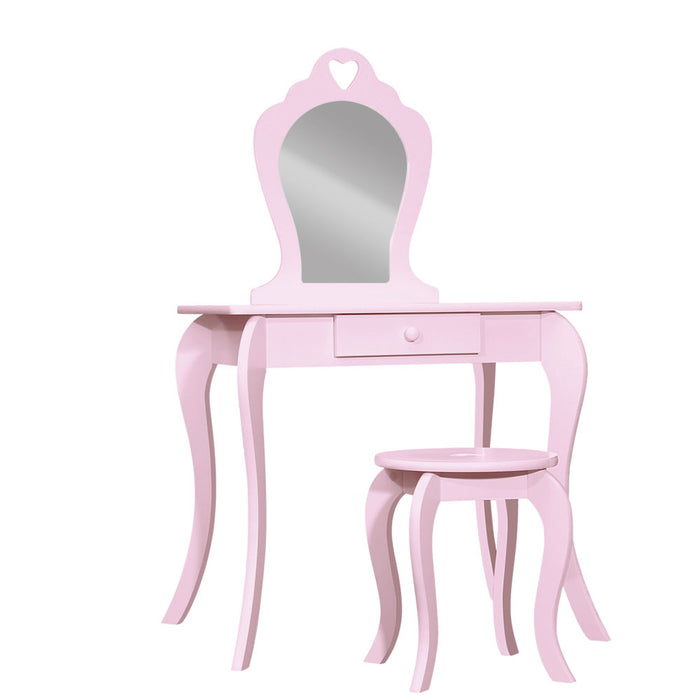 My Best Buy - Keezi Pink Kids Vanity Dressing Table Stool Set Mirror Princess Children Makeup