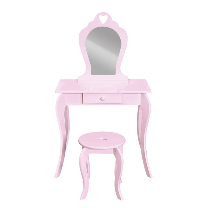 My Best Buy - Keezi Pink Kids Vanity Dressing Table Stool Set Mirror Princess Children Makeup