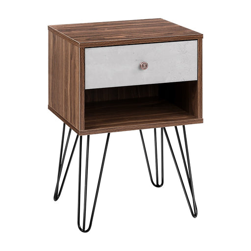 My Best Buy - Artiss Bedside Table with Drawer - Grey & Walnut - Includes Delivery