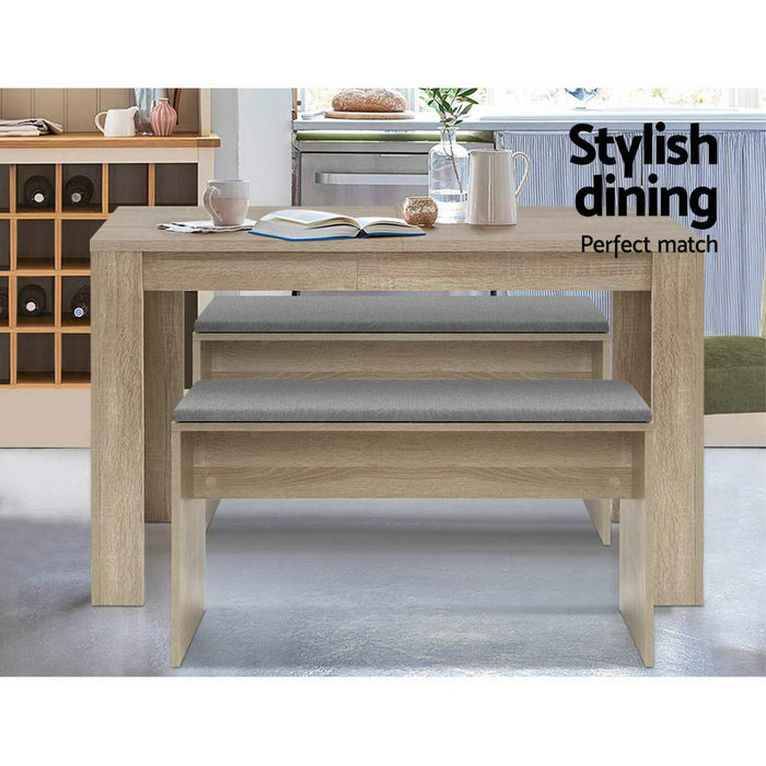 My Best Buy - Artiss Dining Bench NATU Upholstery Seat Stool Chair Cushion Kitchen Furniture Oak 90cm