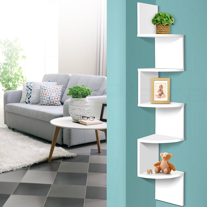 My Best Buy - Artiss 5 Tier Corner Wall Shelf - White