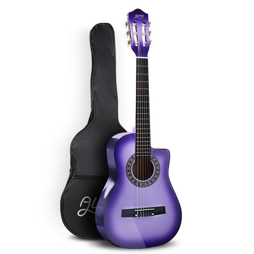 My Best Buy - MusicNow - 34" Inch Guitar Classical Acoustic Cutaway Wooden Ideal Kids Gift Children 1/2 Size Purple with Capo Tuner, Blue - Free Shipping