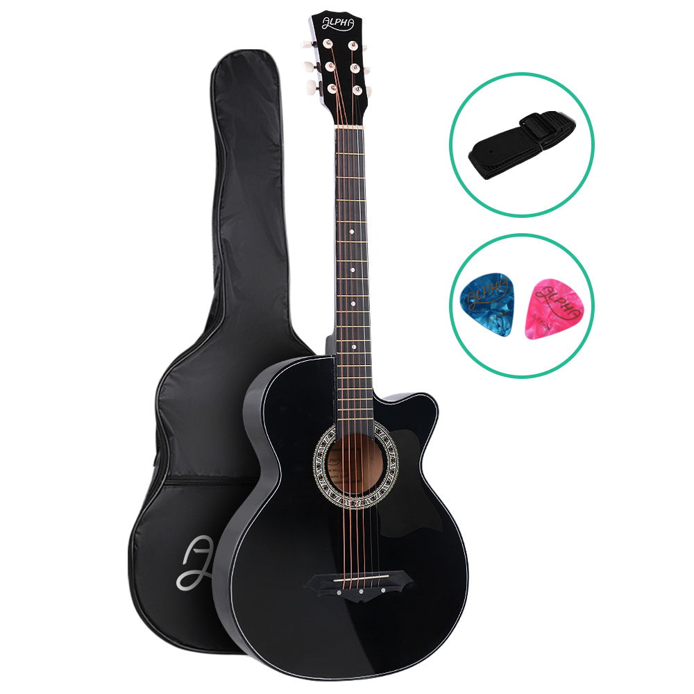My Best Buy - MusicNow - 38 Inch Wooden Acoustic Guitar - Black -Free Postage