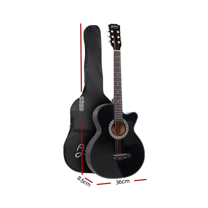 My Best Buy - MusicNow - 38 Inch Wooden Acoustic Guitar with Accessories set Black