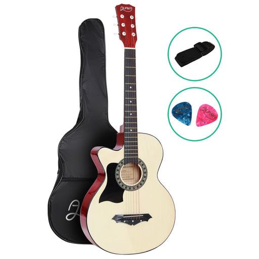 My Best Buy - 38 Inch Wooden Acoustic Guitar - Natural Wood - Left Handed