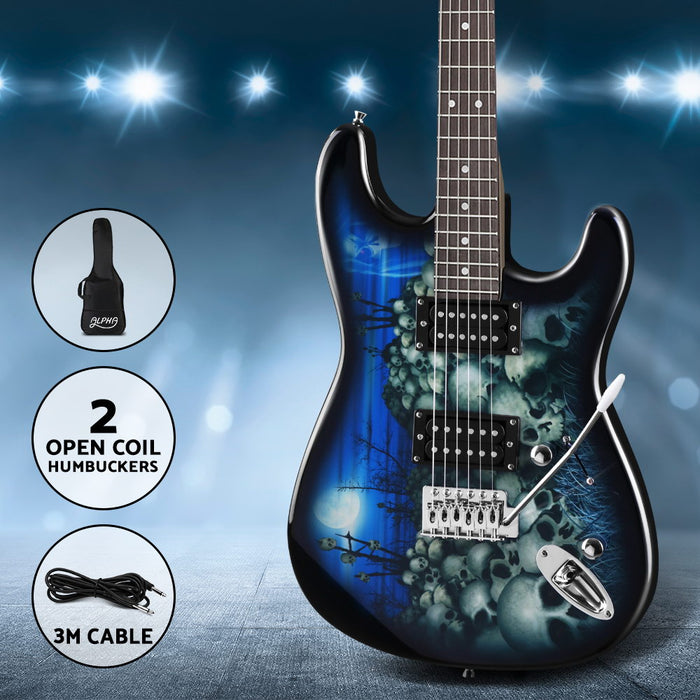 My Best Buy - Alpha Electric Guitar Music String Instrument Rock Blue Carry Bag Steel String