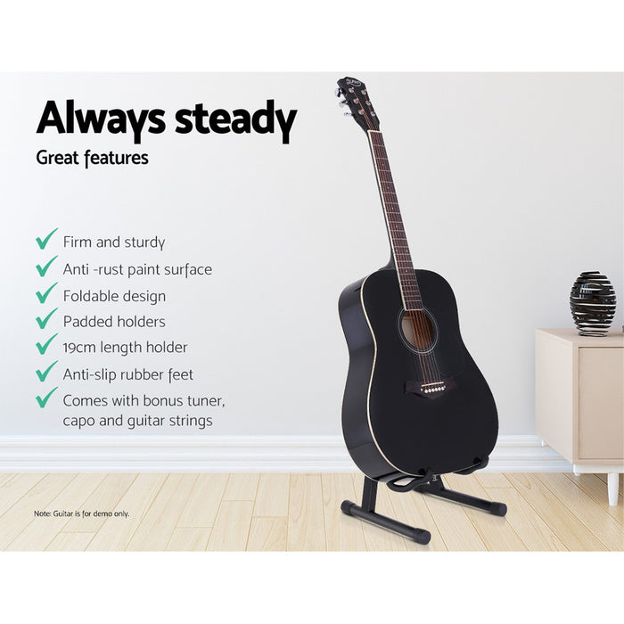 My Best Buy - MusicNow - Folding Acoustic Guitar Stand Bass Floor Rack Holder Accessories Pack