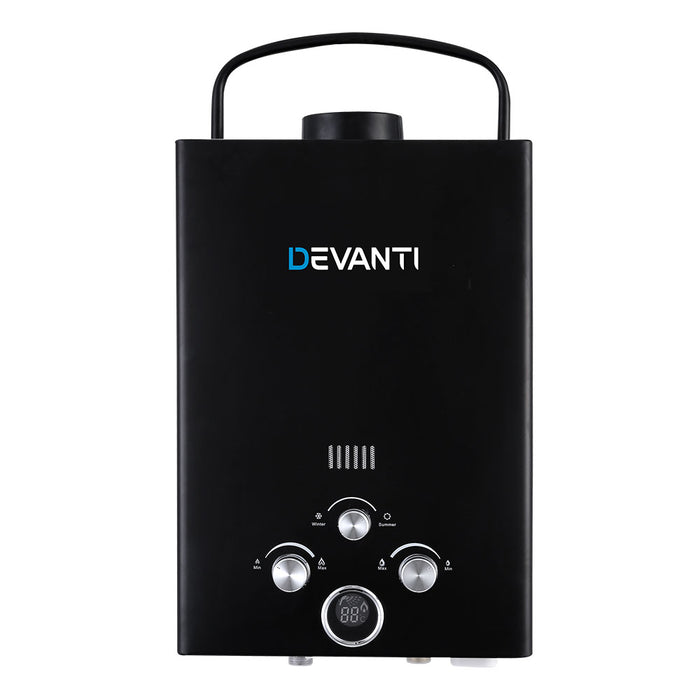 My Best Buy - Devanti Outdoor Portable Gas Water Heater 8LPM Camping Shower Black
