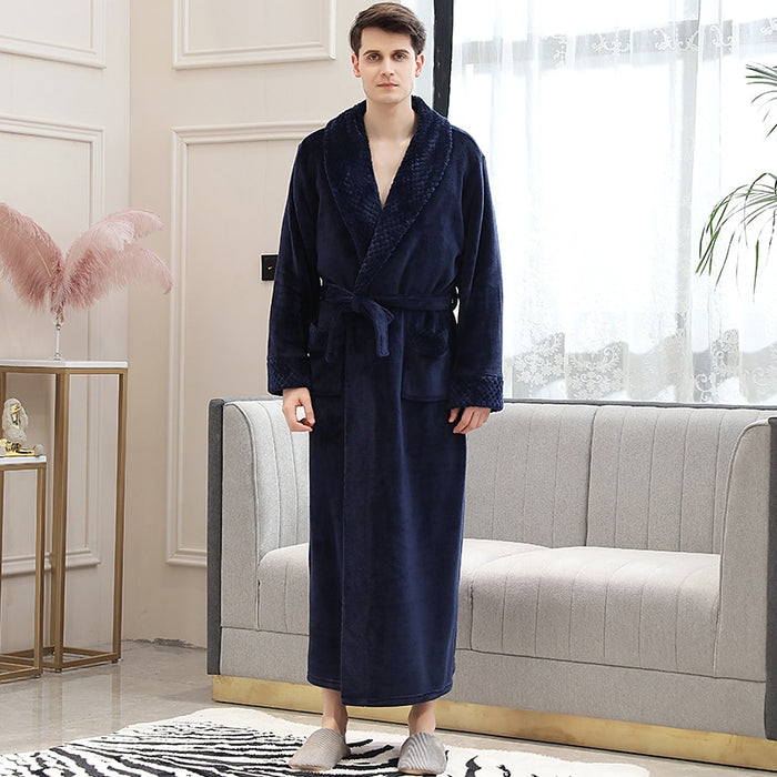 My Best Buy - Unisex Winter Plus Size Long Coral Fleece Bathrobe Kimono Warm Flannel Bath Robe