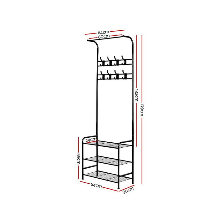 My Best Buy - Artiss Clothes Rack Coat Stand Garment Portable Hanger Airer Organiser Shoe Storage Metal Black