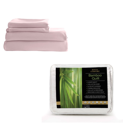 My Best Buy - Royal Comfort Bed Set 1 x Bamboo Cotton Balmain Sheet Set And 1 x Bamboo Quilt