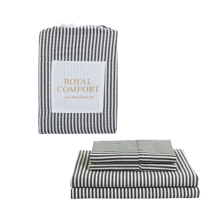 My Best Buy - Royal Comfort Linen Bedding Set Linen Blend 4 Pce Sheet Set And Quilt Cover Set