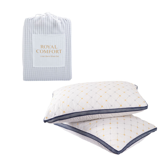 My Best Buy - Royal Comfort Bedding Set 1 x Linen Blend Sheet Set And 2 x Air Mesh Pillows