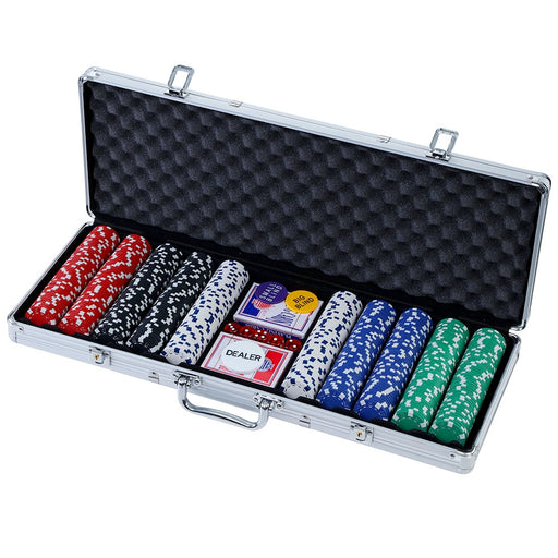 My Best Buy - Poker Chip Set 500PC Chips TEXAS HOLD'EM Casino Gambling Dice Cards
