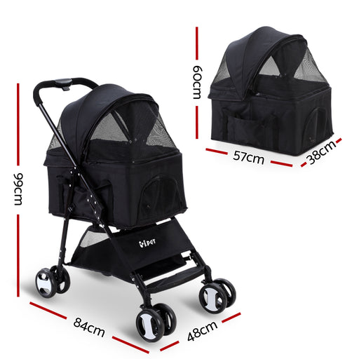 My Best Buy - i.Pet Pet Stroller Dog Carrier Foldable Pram 3 IN 1 Middle Size Black