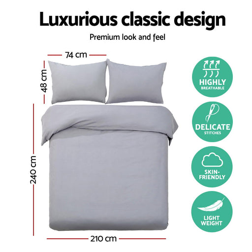 My Best Buy - Giselle Bedding Quilt Cover Set King Bed Luxury Classic Duvet Doona Hotel Grey + 2 x Free Pillow Cases