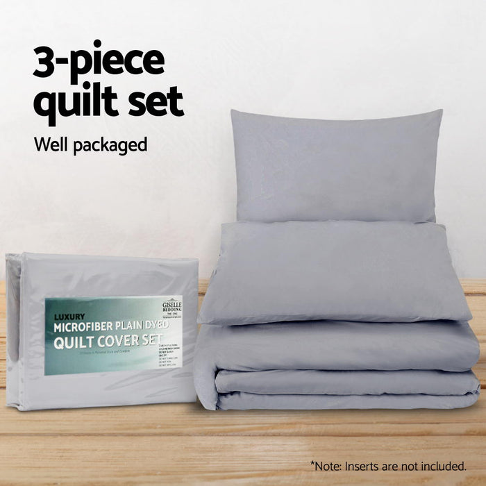 My Best Buy - Giselle Bedding Luxury Classic Duvet Doona Quilt Cover Set Hotel Super King Grey + 2 x Free pillow Cases