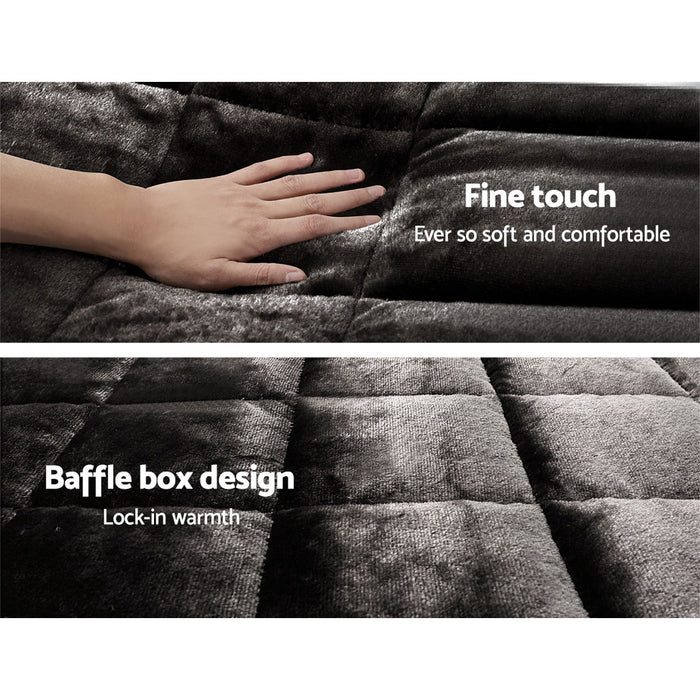 My Best Buy - Giselle Bedding Faux Mink Quilt King Size Charcoal - Plus Free 2 x Pillow Cases