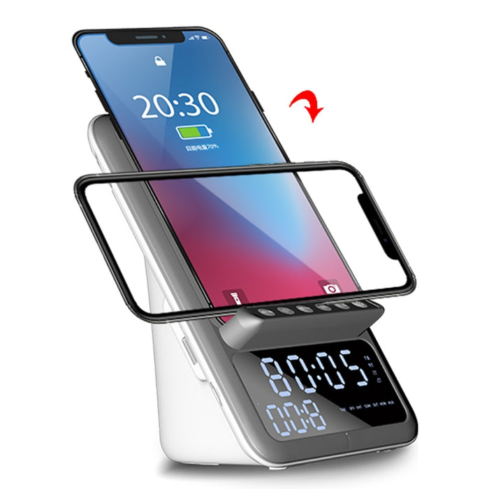 My Best Buy - Wireless Charging Speaker - Led Alarm Clock With Wireless Charging Dock Stand Fm Radio USB Fast Charger