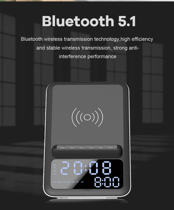 My Best Buy - Wireless Charging Speaker - Led Alarm Clock With Wireless Charging Dock Stand Fm Radio USB Fast Charger