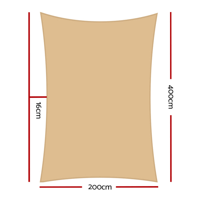 My Best Buy - Instahut 2 x 4m Waterproof Rectangle Shade Sail Cloth - Sand Beige