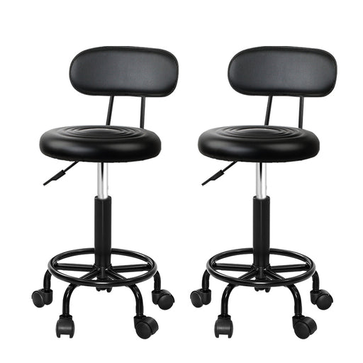 My Best Buy - Artiss 2X Salon Stool Swivel Backrest Chair Barber Hairdressing Hydraulic Lift