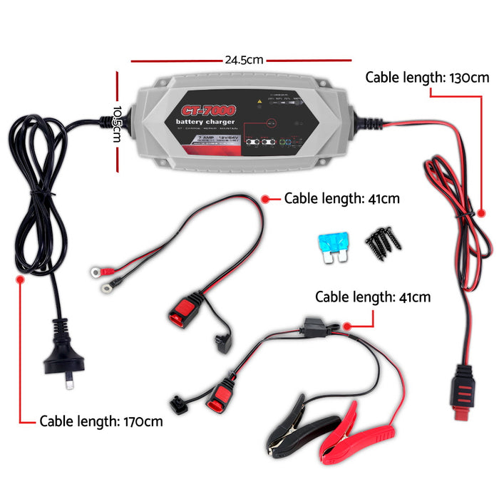 My Best Buy - Smart Battery Charger 7A 12V 24V Automatic SLA AGM Car Truck Boat Motorcycle Caravan