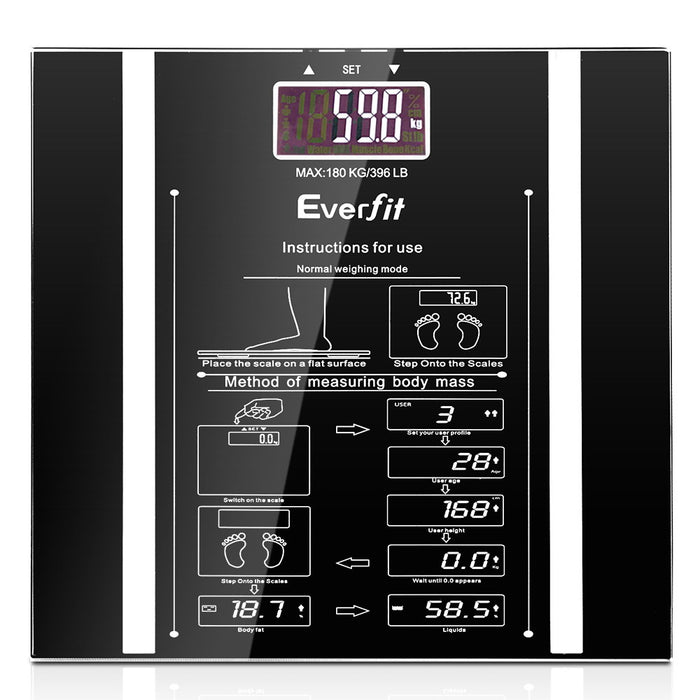 My Best Buy - Everfit Bathroom Scales Digital Body Fat Scale 180KG Electronic Monitor Tracker