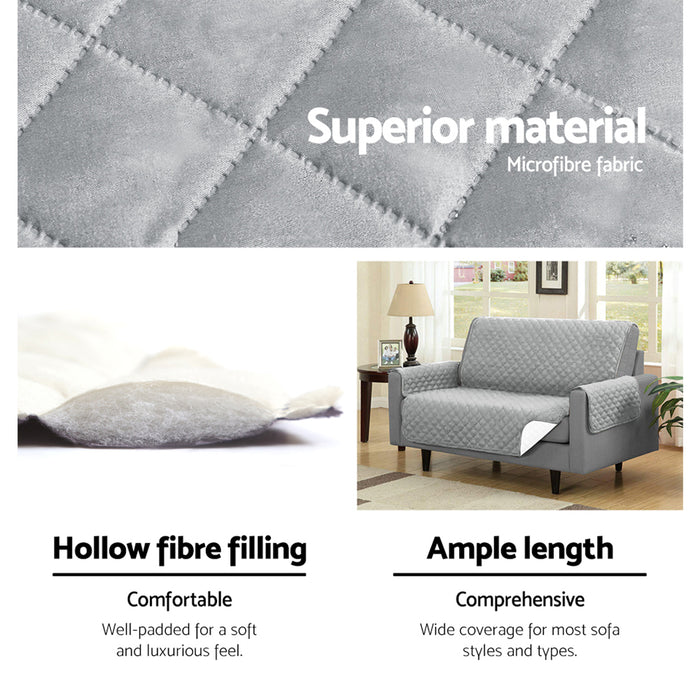 My Best Buy - Artiss Sofa Cover Quilted Couch Covers Lounge Protector Slipcovers 3 Seater Grey