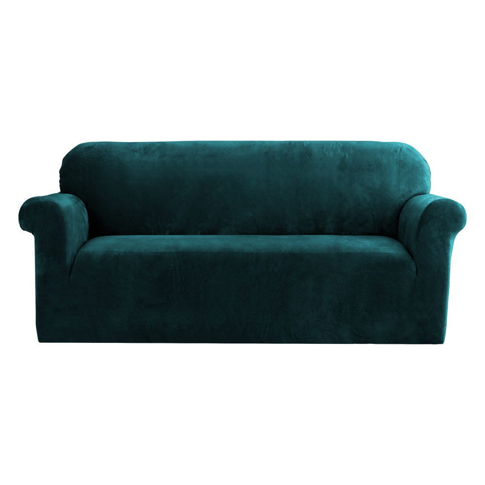 My Best Buy - Artiss Velvet Sofa Cover Plush Couch Cover Lounge Slipcover 3 Seater Agate Green