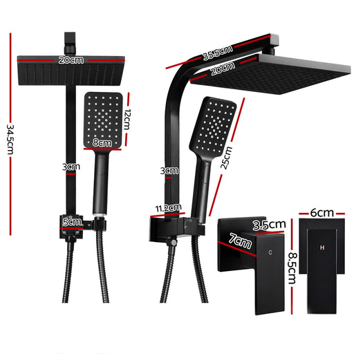 My Best Buy - Cefito WELS 8'' Rain Shower Head Taps Square Handheld High Pressure Wall Black