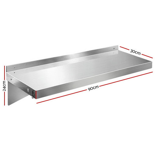 My Best Buy - Cefito 900mm Stainless Steel Wall Shelf Kitchen Shelves Rack Mounted Display Shelving