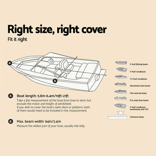 My Best Buy - Seamanship 19-21ft Boat Cover Trailerable Jumbo 600D Marine Heavy Duty